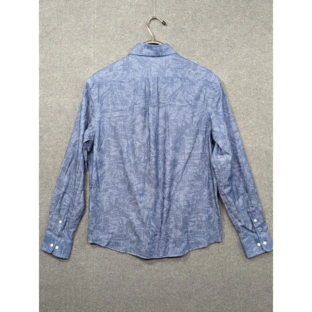 LRL Ralph Lauren Chambray Shirt Mens Medium Floral Preppy Academia Lightweight